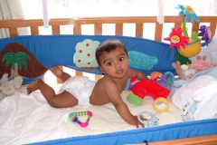 Amaran in his cot