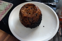 My first attempt at Christmas pudding (over steamed in the microwave)