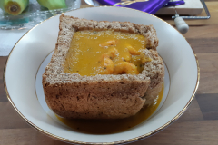 Prawn Red Curry in a Bread Boat